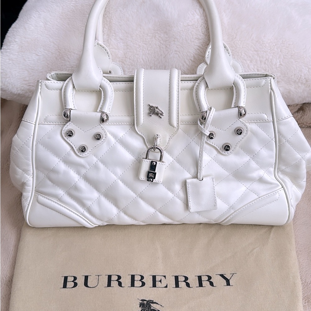 Burberry quilted leather lock & key manor satchel.